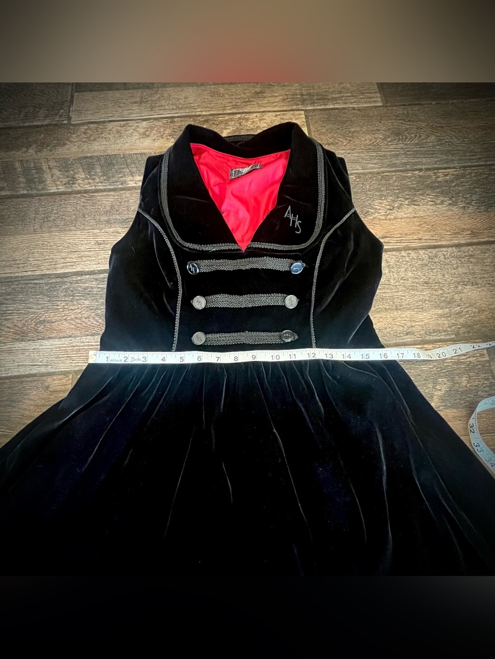Black Velvet Mini Dress with Red Lining - Picture 7 of 10